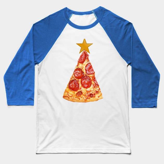 Pizza Slice Christmas Tree Baseball T-Shirt by Skylane